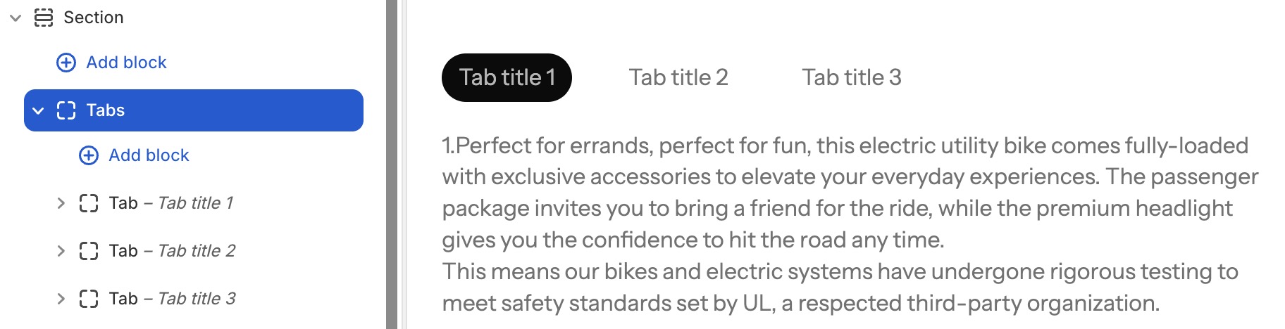 Block tabs