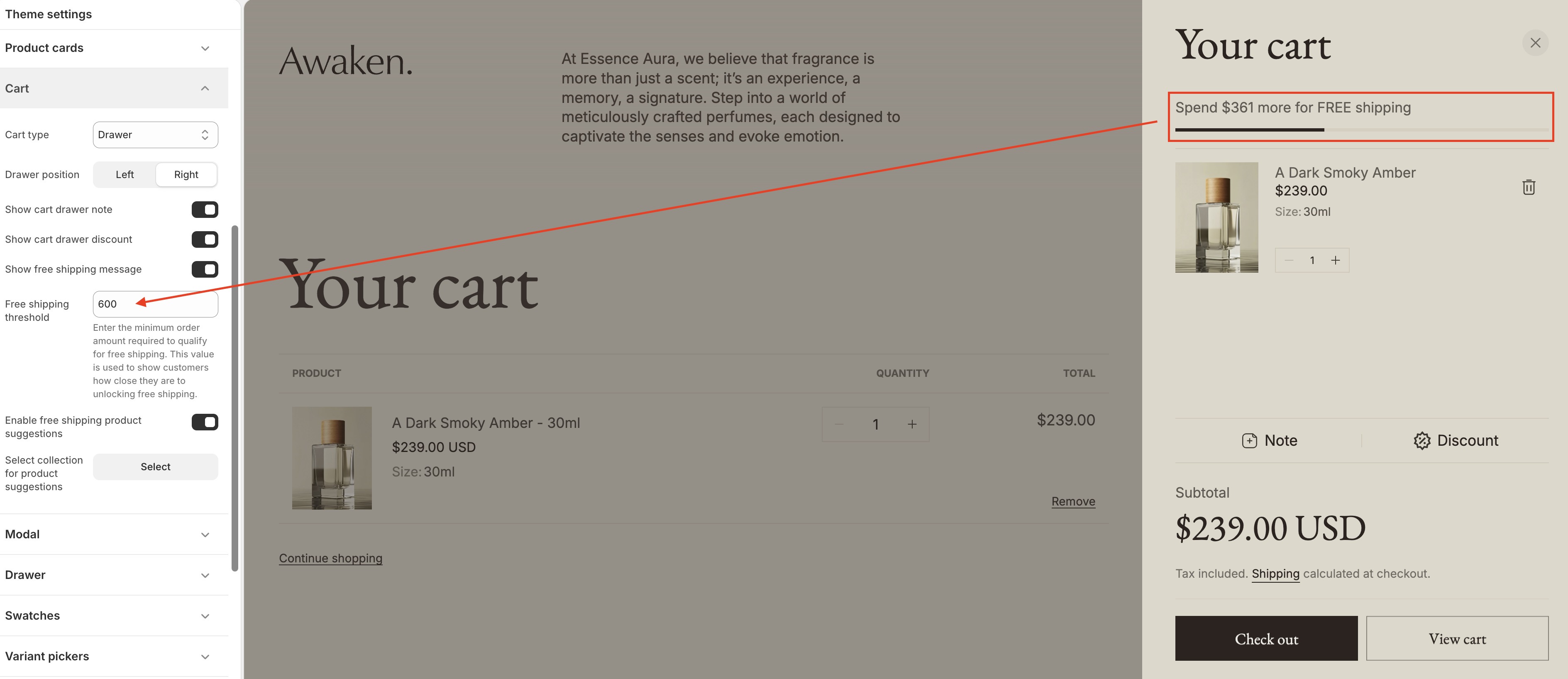 Cart free shipping