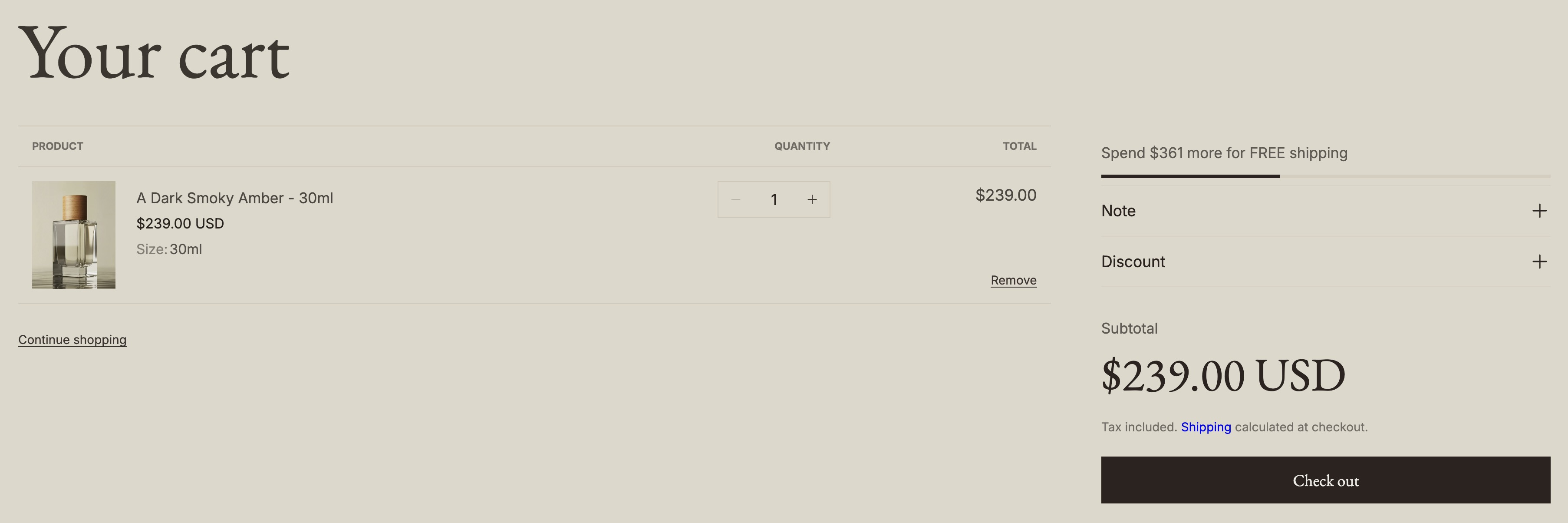 Cart page