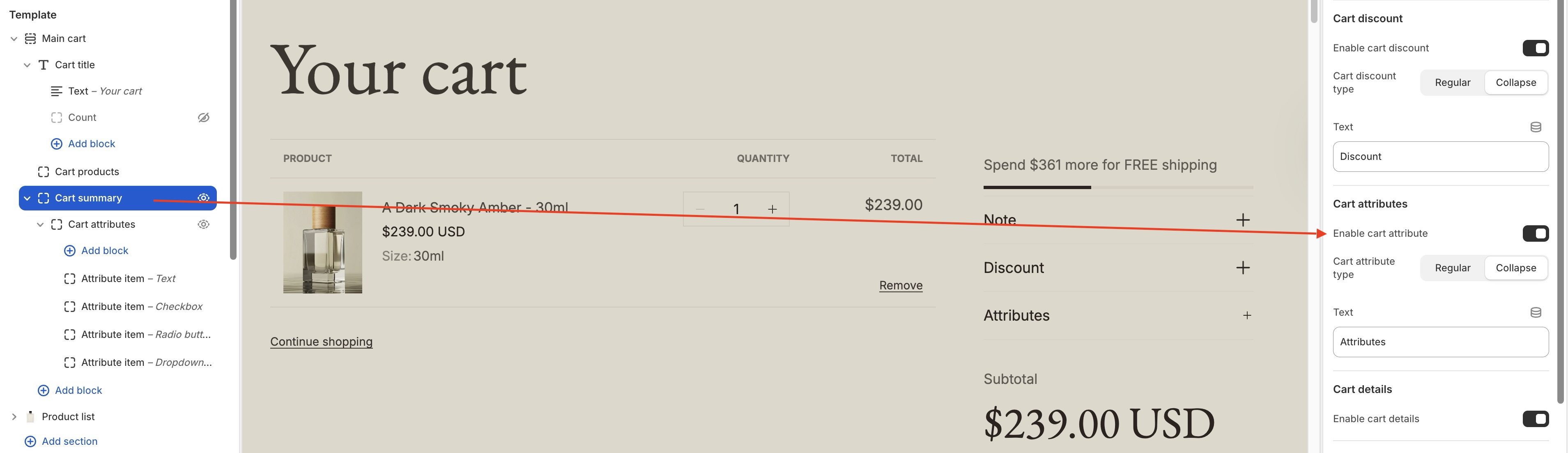 Cart summary