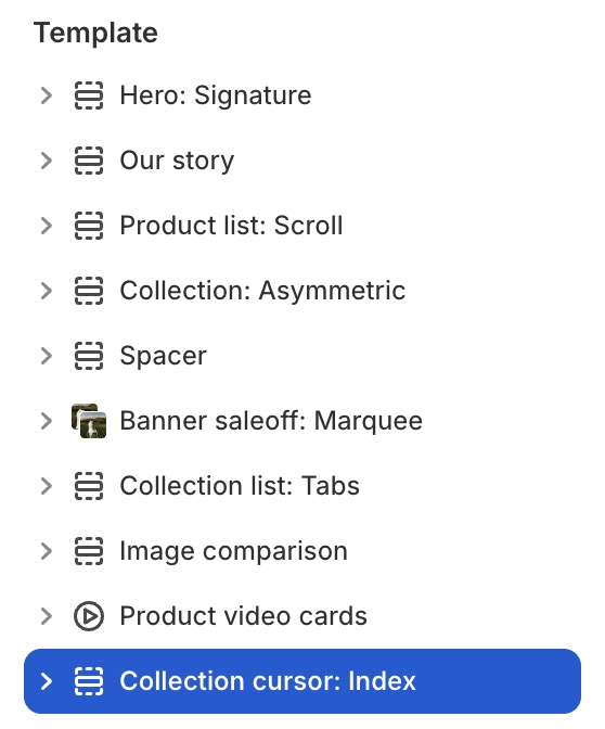 Collection cursor: Index