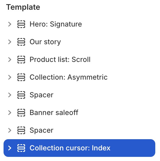 Collection cursor: Index