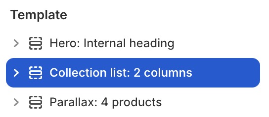 Collection list: 2 columns