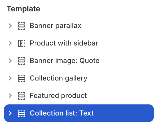 Collection list: Text