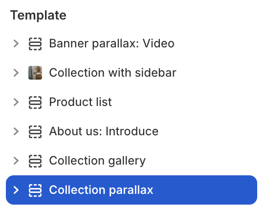 Collection parallax