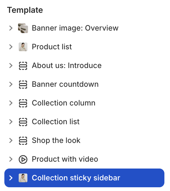 Collection sticky sidebar
