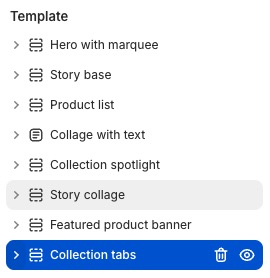 Collection tabs