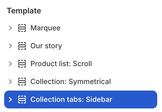 Collection tabs: Sidebar