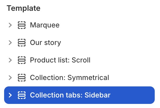 Collection tabs: Sidebar