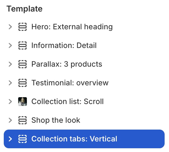 Collection tabs: Vertical