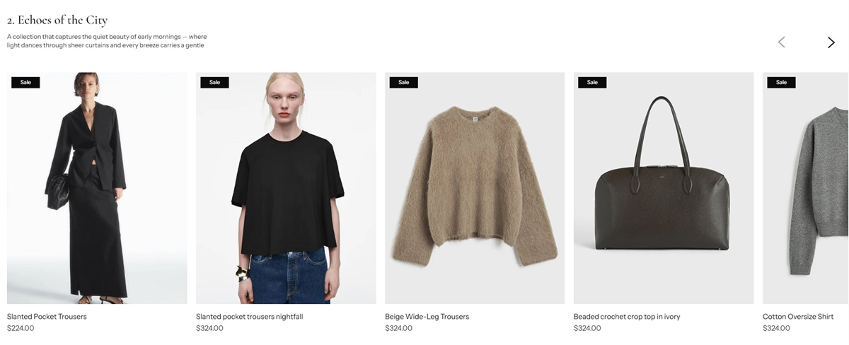 Product list carousel