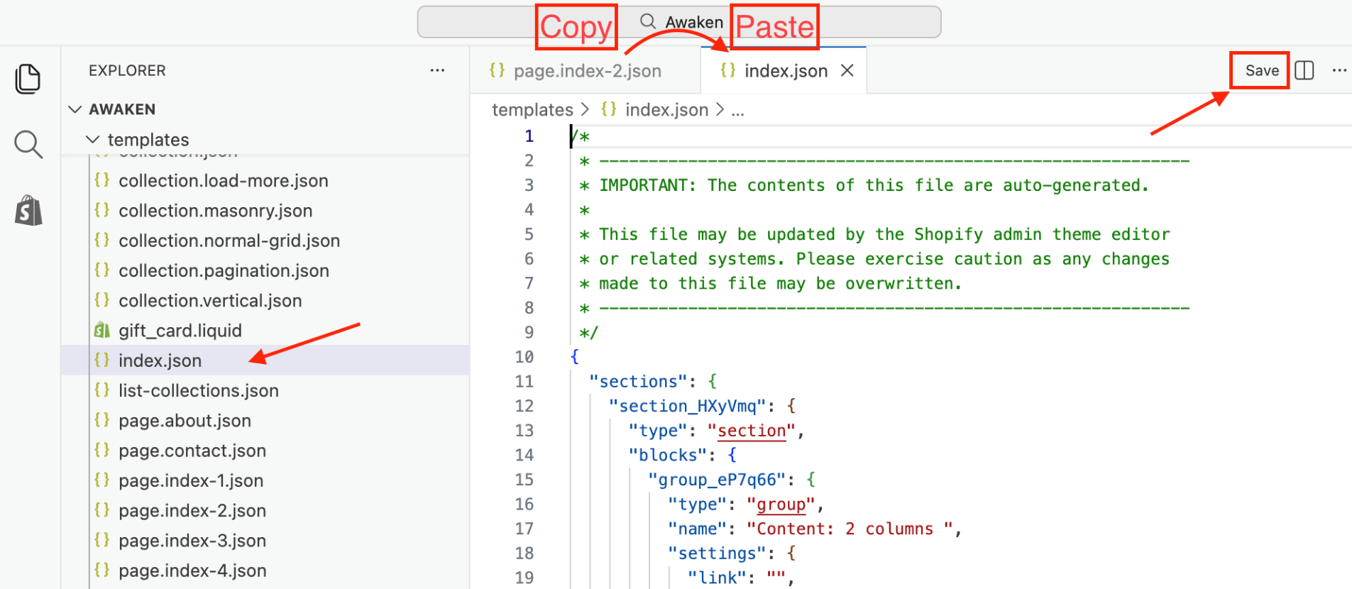 Paste content