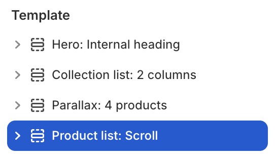 Product list: Scroll