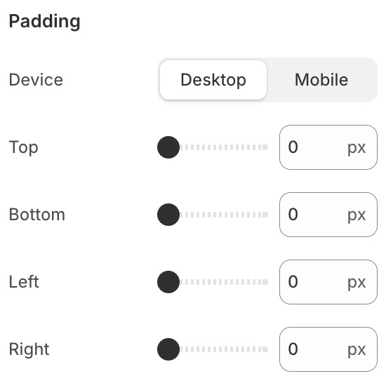 Section settings padding