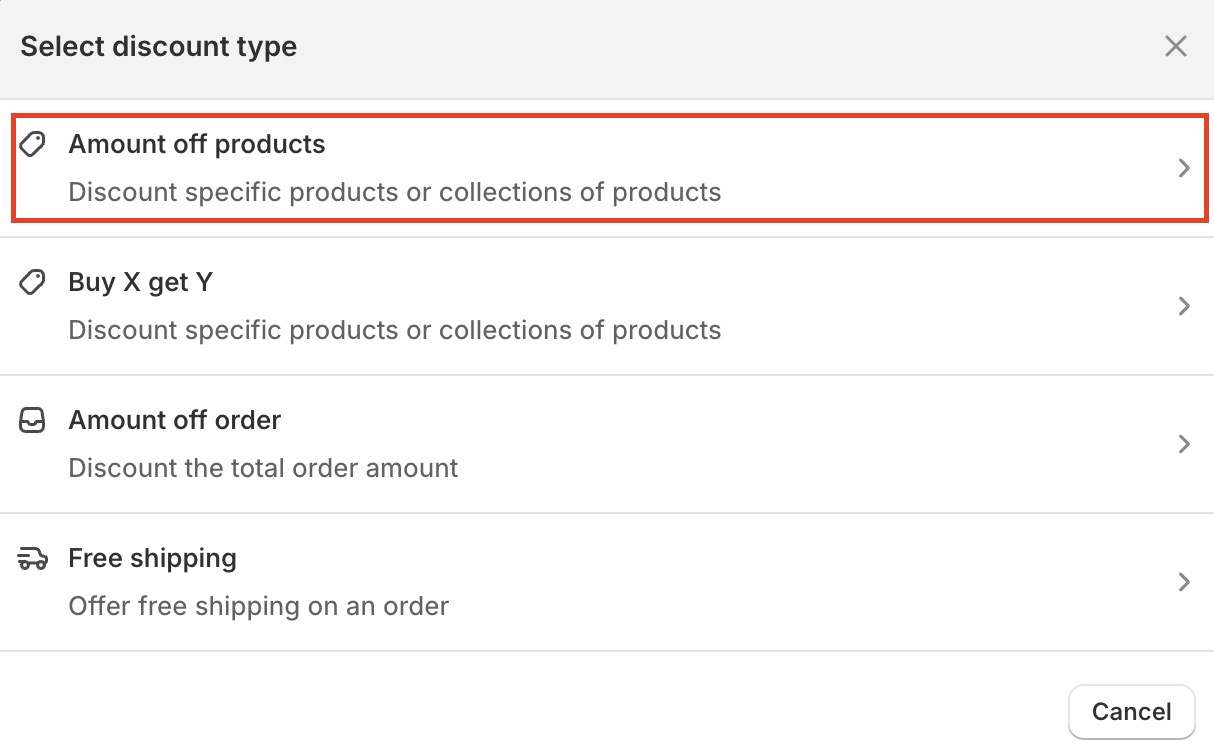 Select discount type