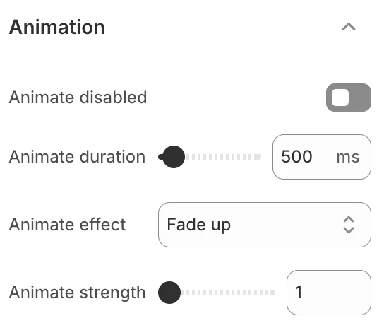 Theme settings animation