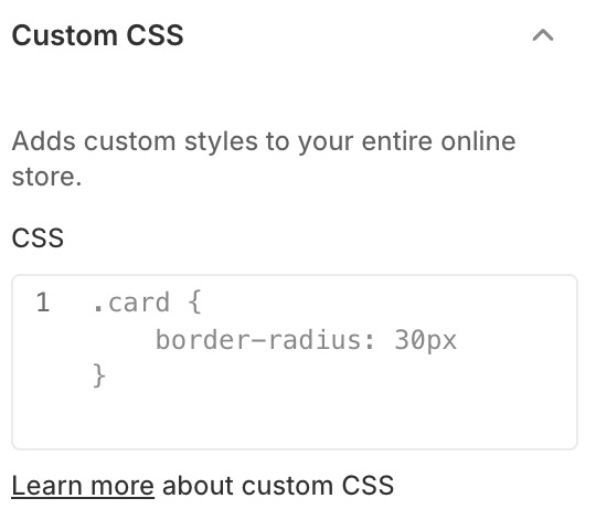 Theme settings custom css