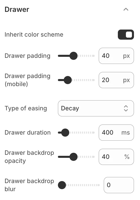 Theme settings drawer