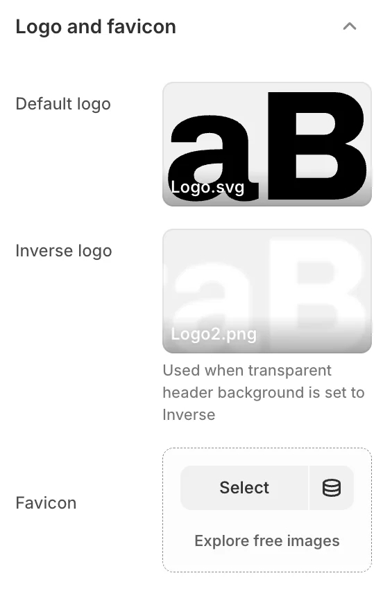 Theme settings logo