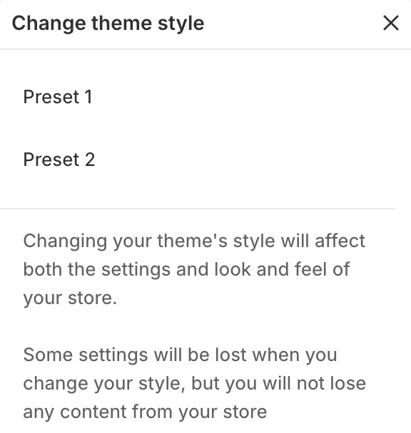 Theme settings theme style